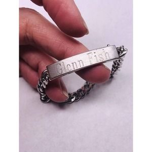 Speidel ID Bracelet Stainless Steel Glenn Fish 5-28-66 Engraved Links